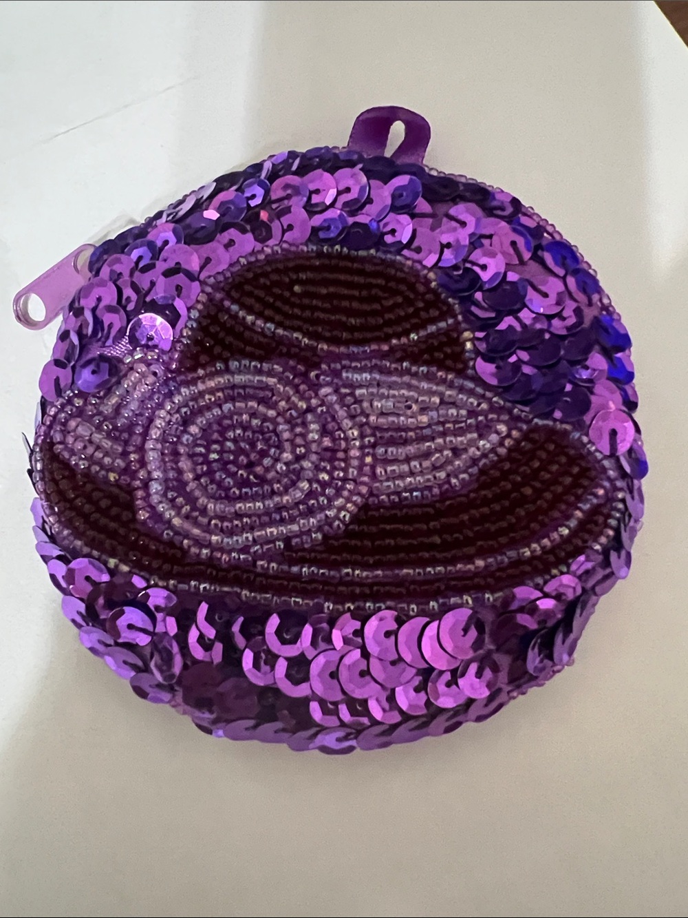 Purple Sequin Round Coin Purse - Women Bags